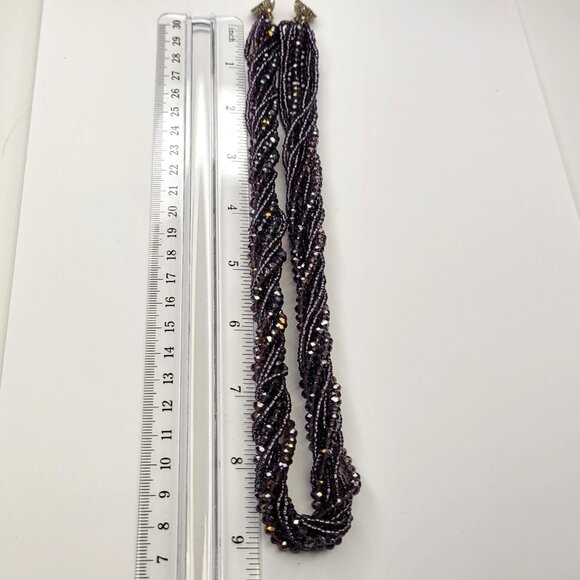 Multi Strand Braided Necklace Glass Bead Braided Necklace Beaded Twist Necklace - Picture 9 of 10